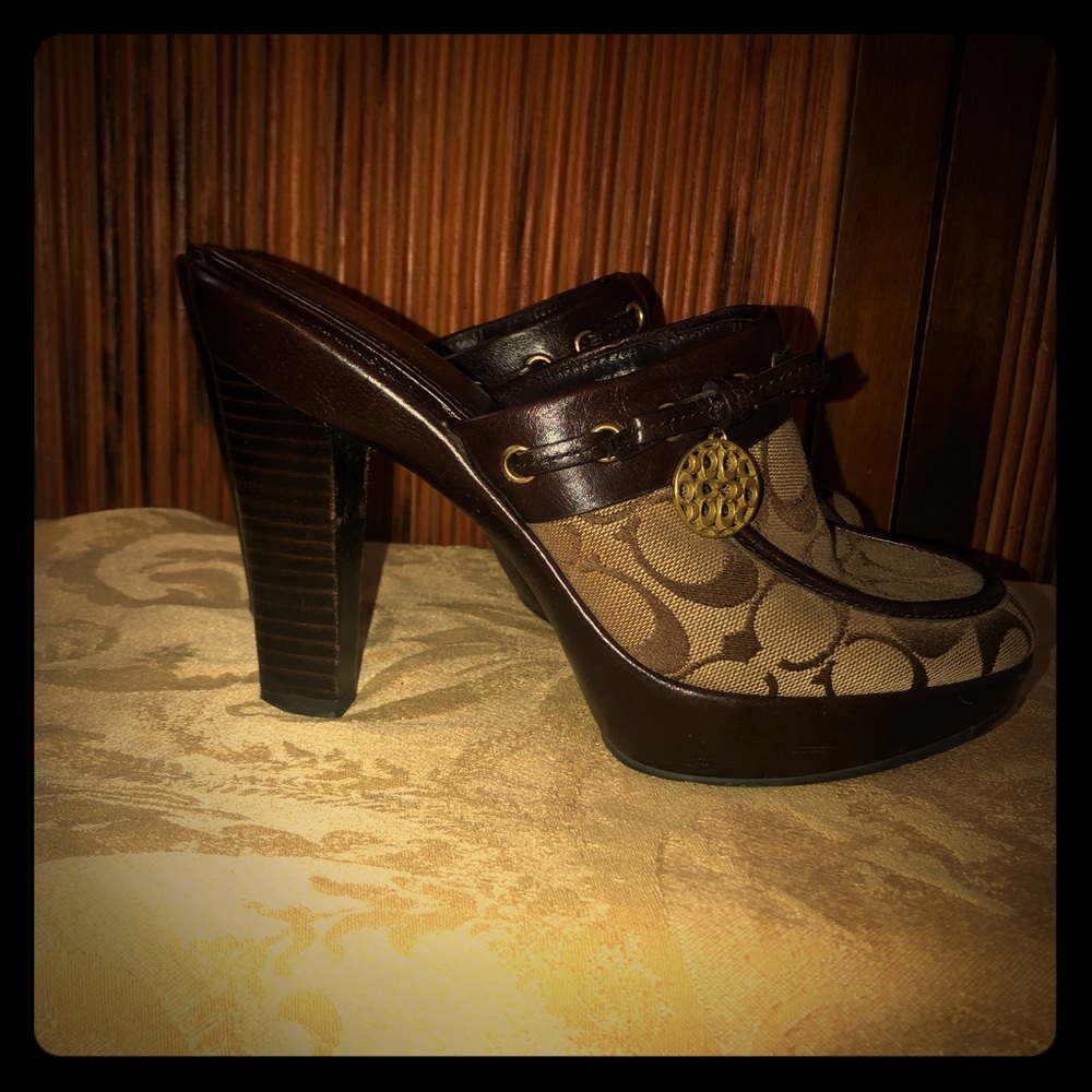 Coach brown mules